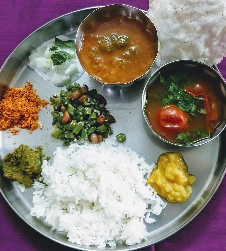 A home-cooked South Indian meal shared at the family table