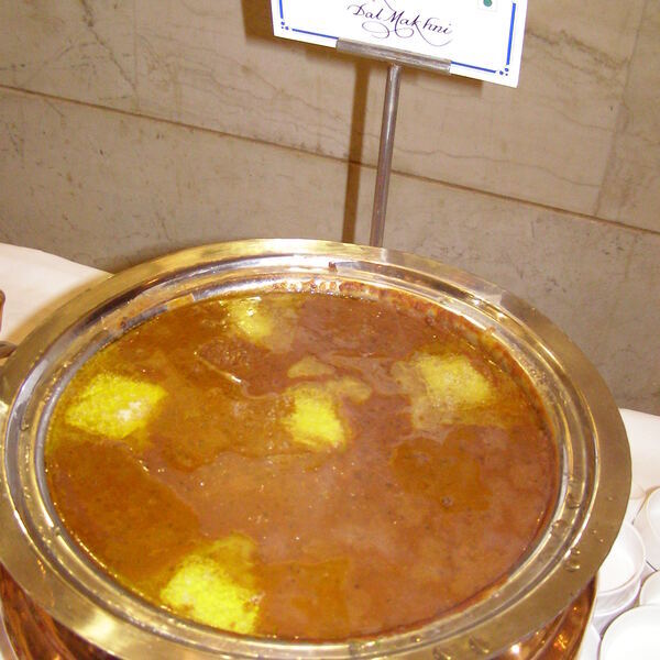 Dal makhani simmered in a steel pot